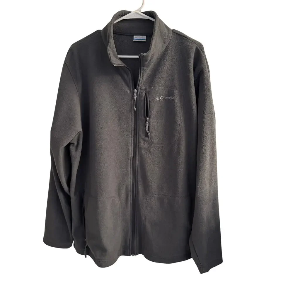 Columbia Jacket‎ Men's Gray Full Zip Long Sleeve Fleece Sz XL